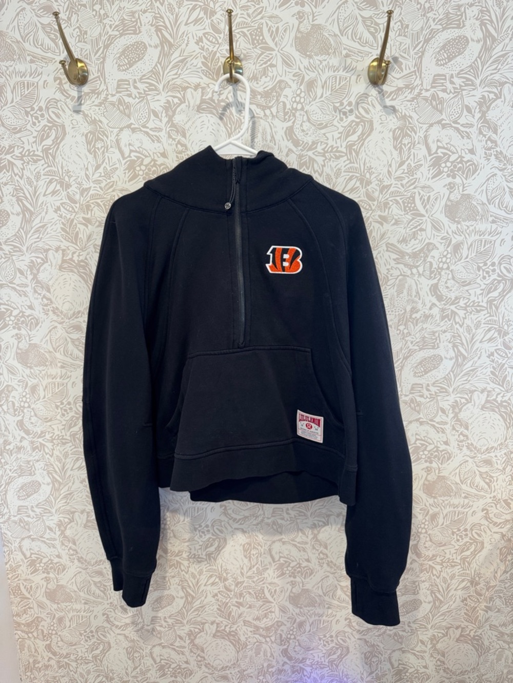 Lululemon Black Half-Zip Hoodie with Orange Logo